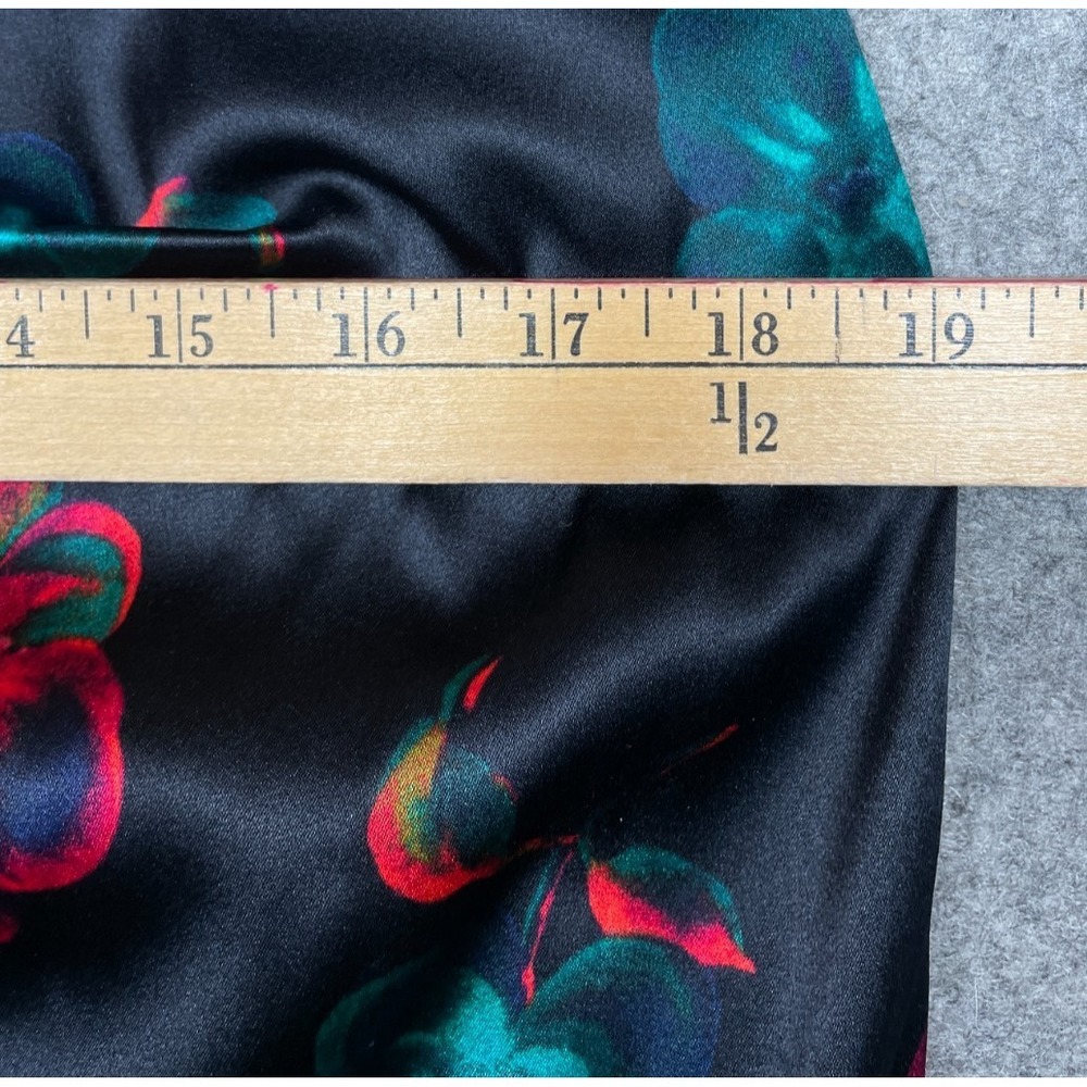 Ganni Tie-Waist Floral Silk Stretch Satin Midi Skirt Black 34 US XS 2 - Picture 11 of 12